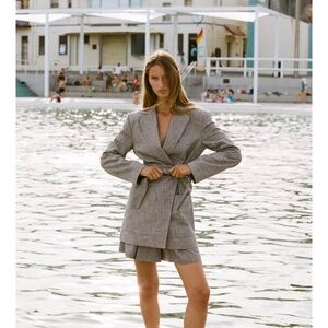 NWT Zara Linen Blazer with Belt Sz. M